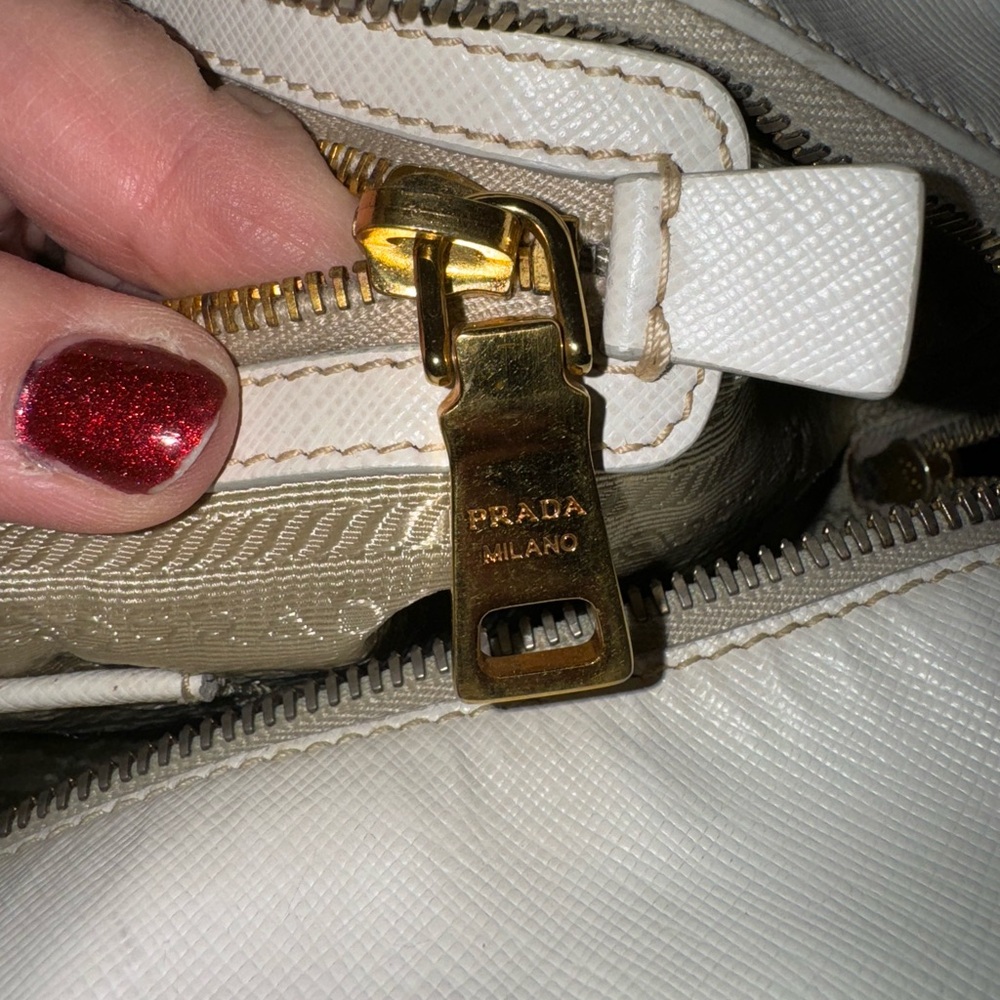 Authentic Prada Bauletto Cream Saffiano Leather Satchel Bag - Picture 10 of 17